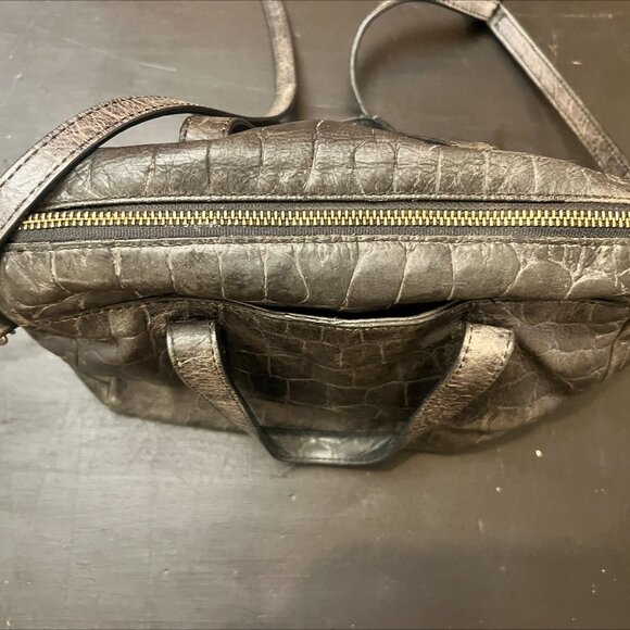 Fossil Women's Croc Skin Satchel Purse Handbag - Picture 4 of 6